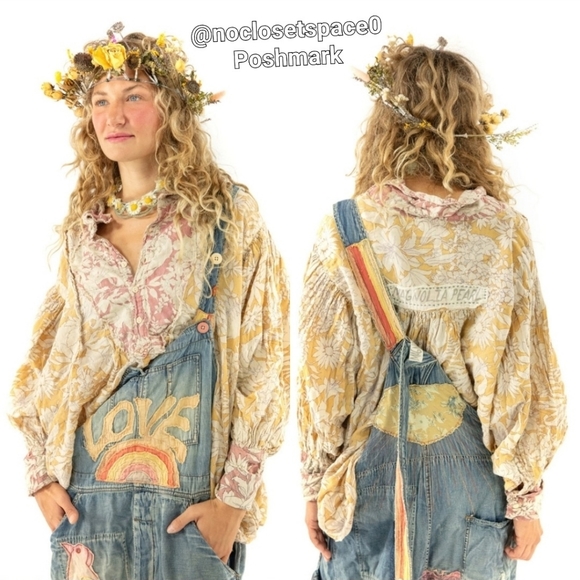 New Magnolia Pearl Love Applique Overalls Woodstock 039 Overall Denim Jean Jeans - Picture 9 of 17